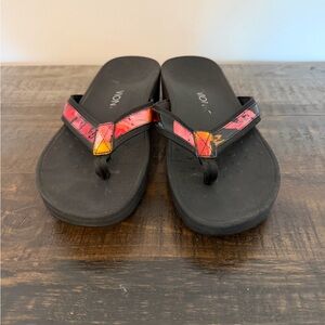 Vionic Black Sandals with Red and Orange Accents